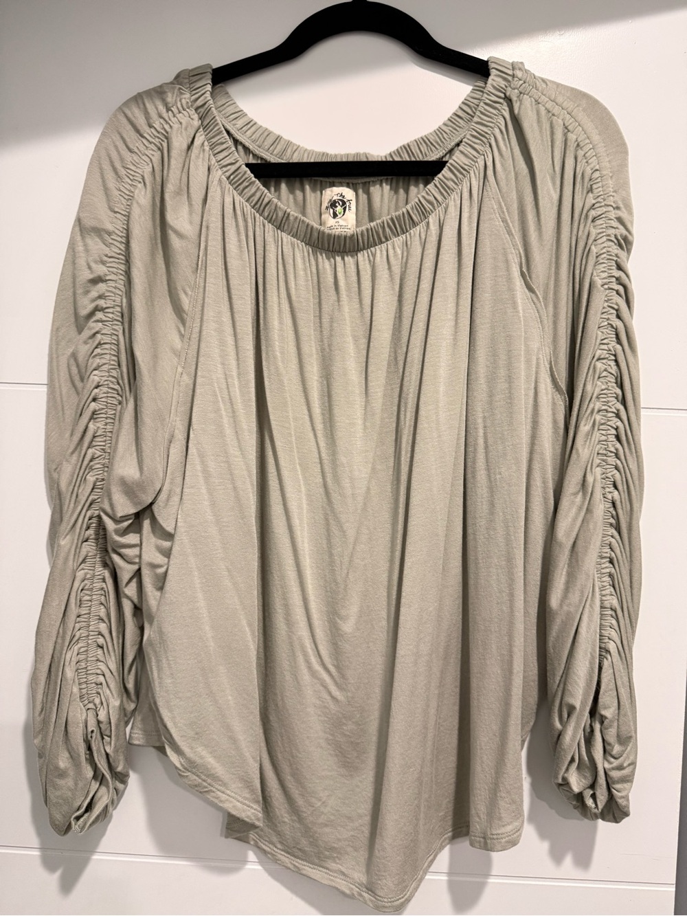 We The Free Sage Ruched Long Sleeve Blouse